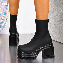 KissICON Punk Super High Heels Boots for Women Plus
