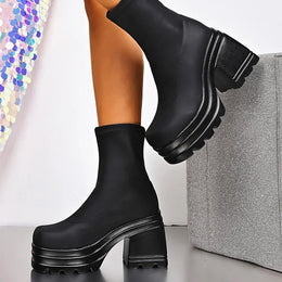 KissICON Punk Super High Heels Boots for Women Plus