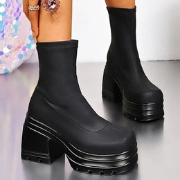 KissICON Punk Super High Heels Boots for Women Plus