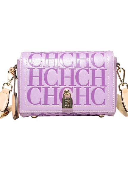 Dropshipman PURPLE / 19x8x13cm Fashion Design Model Metal Accessories Buckle Women's Shoulder Bag Luxury Brand 2025 Fashion Solid Colour Printed Head Bag