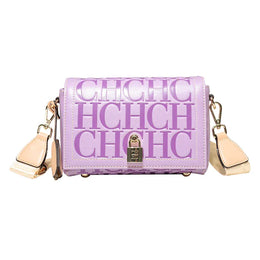 Dropshipman PURPLE / 19x8x13cm Fashion Design Model Metal Accessories Buckle Women's Shoulder Bag Luxury Brand 2025 Fashion Solid Colour Printed Head Bag