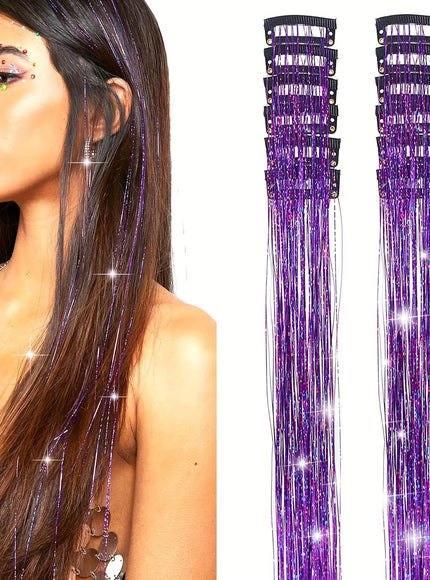 KissICON Purple / 20inch KissIcon Hair Tinsel Clip In Extensions - Heat