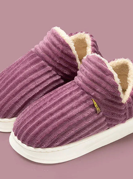 KissICON PURPLE / 36-37 Winter Warm Indoor Cotton Padded Shoes Women Thicken