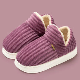 KissICON PURPLE / 36-37 Winter Warm Indoor Cotton Padded Shoes Women Thicken
