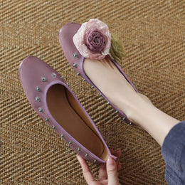 KissICON Purple / 39 Fashion Flat Shoes for Women Spring Autumn Rivets