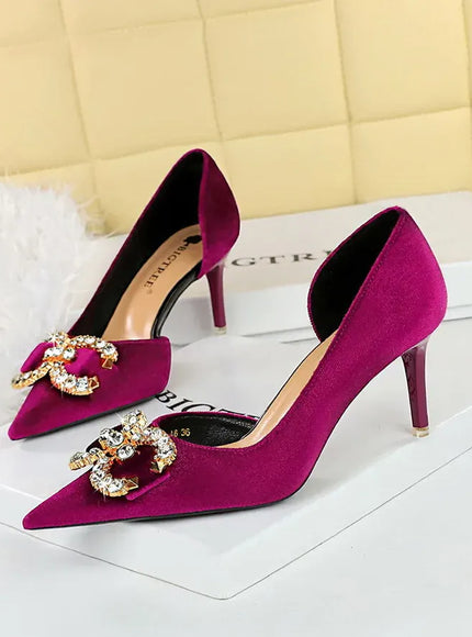 KissICON Purple 7cm / 35 BIGTREE Party Pumps 7cm Thin High Heels Western