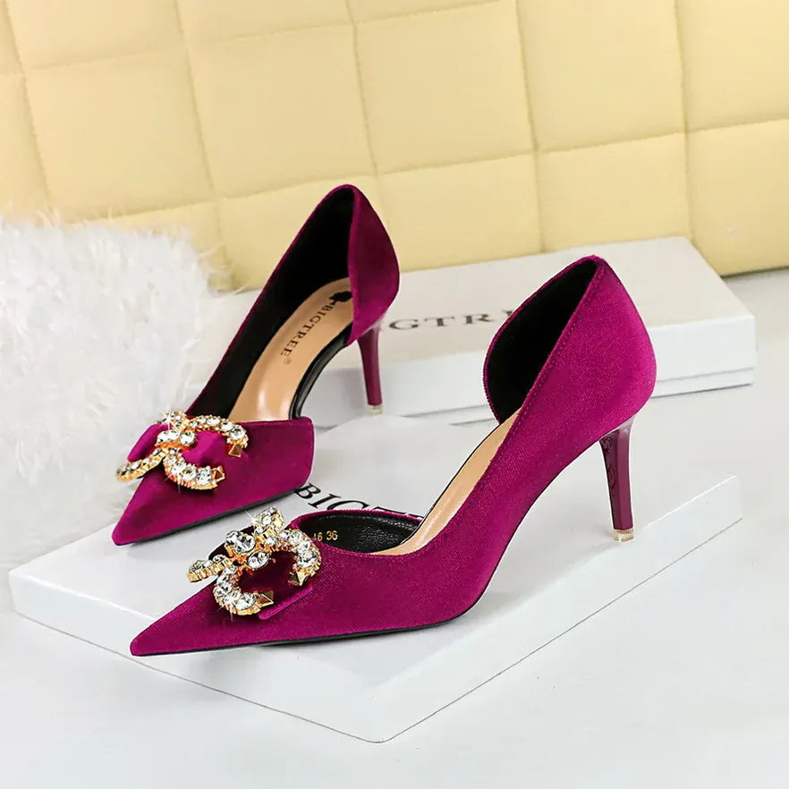 KissICON Purple 7cm / 35 BIGTREE Party Pumps 7cm Thin High Heels Western