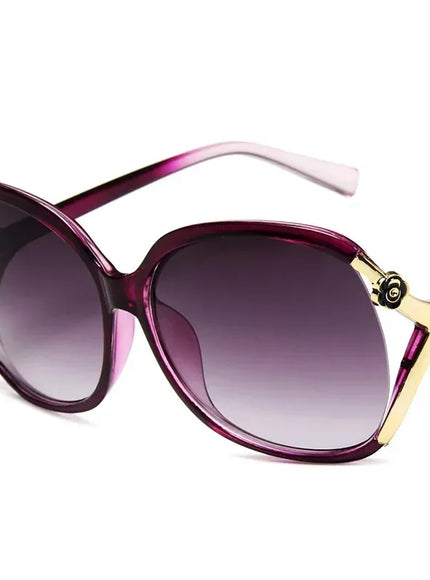 Dropshipman Purple / as picture Round Large Frame Sunglasses – Camellia Detail