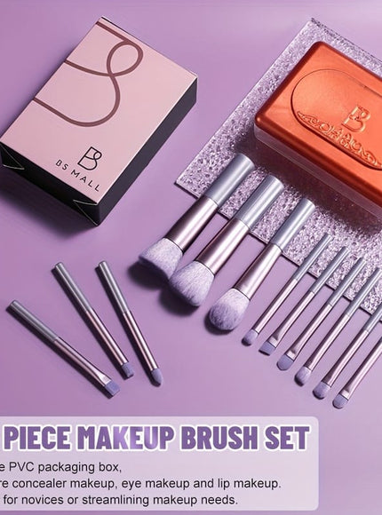 KissICON Purple Bsmall 12pc Pro Makeup Brush Set
