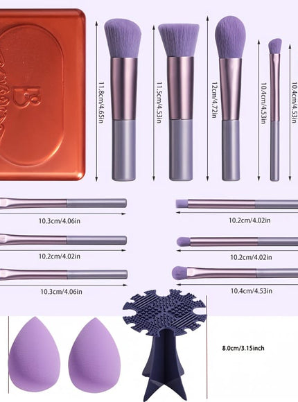 KissICON Purple Bsmall 12pc Pro Makeup Brush Set