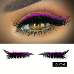KissICON Purple Eyeliner Eyelash Stickers One Box One Pair 💋 Self-Adhesive Glitter Eyelash Stickers - Waterproof