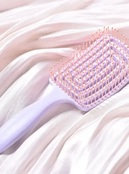 KissICON Purple Hair Scalp Massage Detangling Brush Anti Static Wet