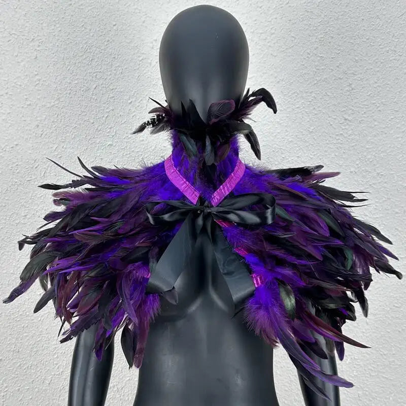 KissICON purple Halloween Makeup Ball Feather Party Costume Cloak Fake Collar Role Play