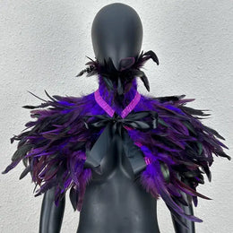 KissICON purple Halloween Makeup Ball Feather Party Costume Cloak Fake Collar Role Play