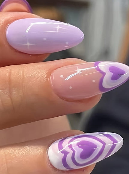 KissICON Purple KissIcon 24Pcs Blue Press On Nails Short Almond