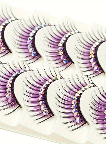 KissICON Purple KissIcon False Eyelashes With Glitter For Stage -