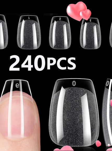 KissICON PURPLE KissIcon Short Almond Nail Tips Clear Gel Press