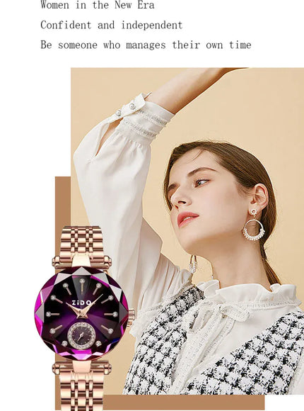 KissICON purple KissIcon UTHAI Women Watch Luxury Steel Band -