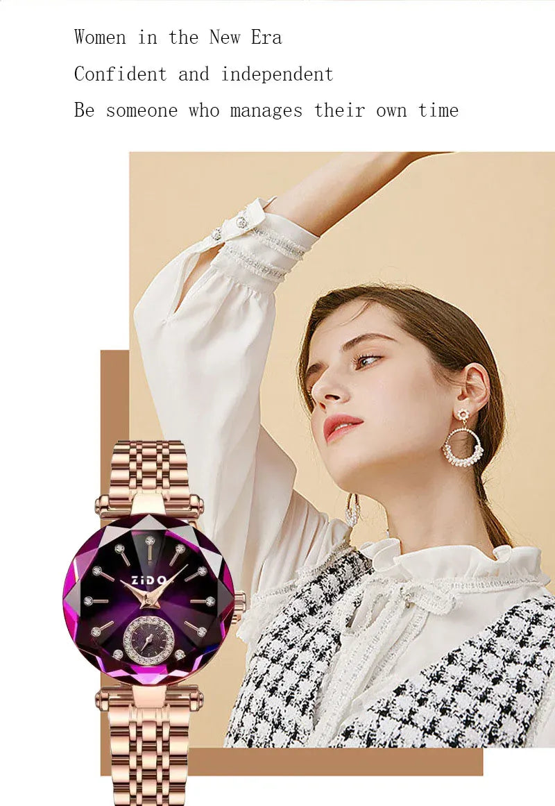KissICON purple KissIcon UTHAI Women Watch Luxury Steel Band -