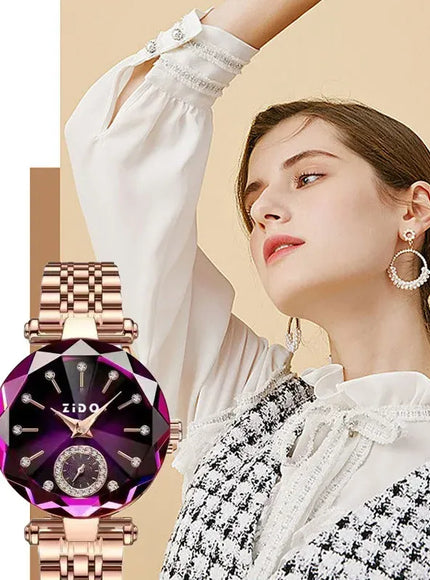 KissICON purple KissIcon UTHAI Women Watch Luxury Steel Band -