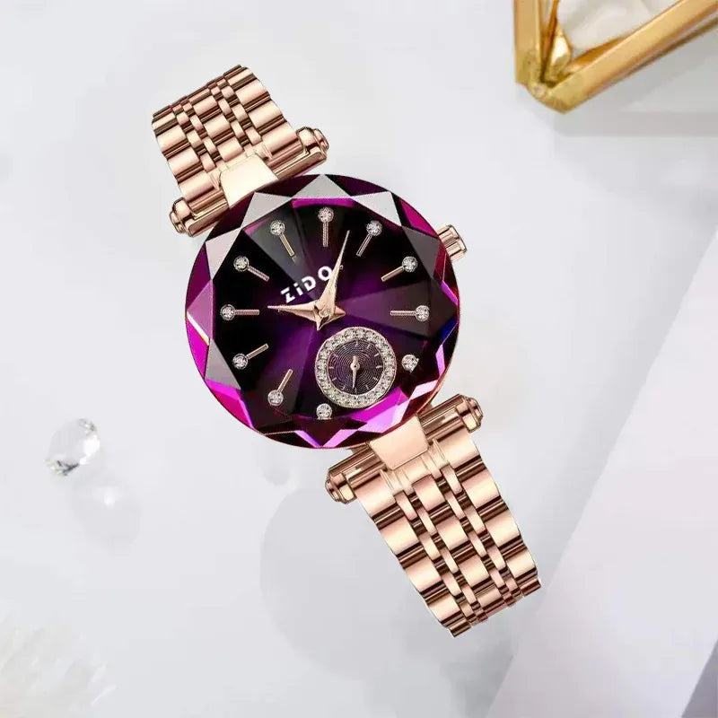 KissICON purple KissIcon UTHAI Women Watch Luxury Steel Band -