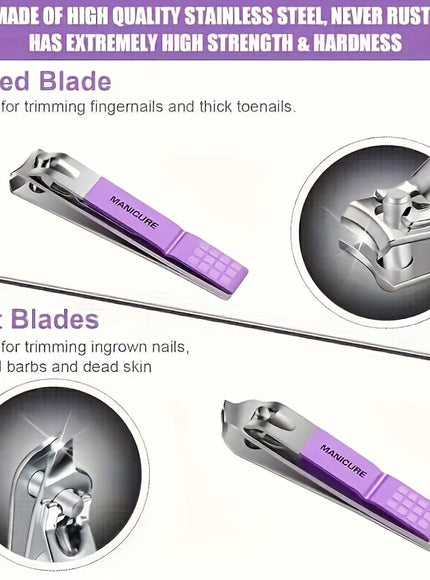 KissICON Purple Nail Clipper Set KissIcon Purple Toenail Clipper Set - Stainless Steel