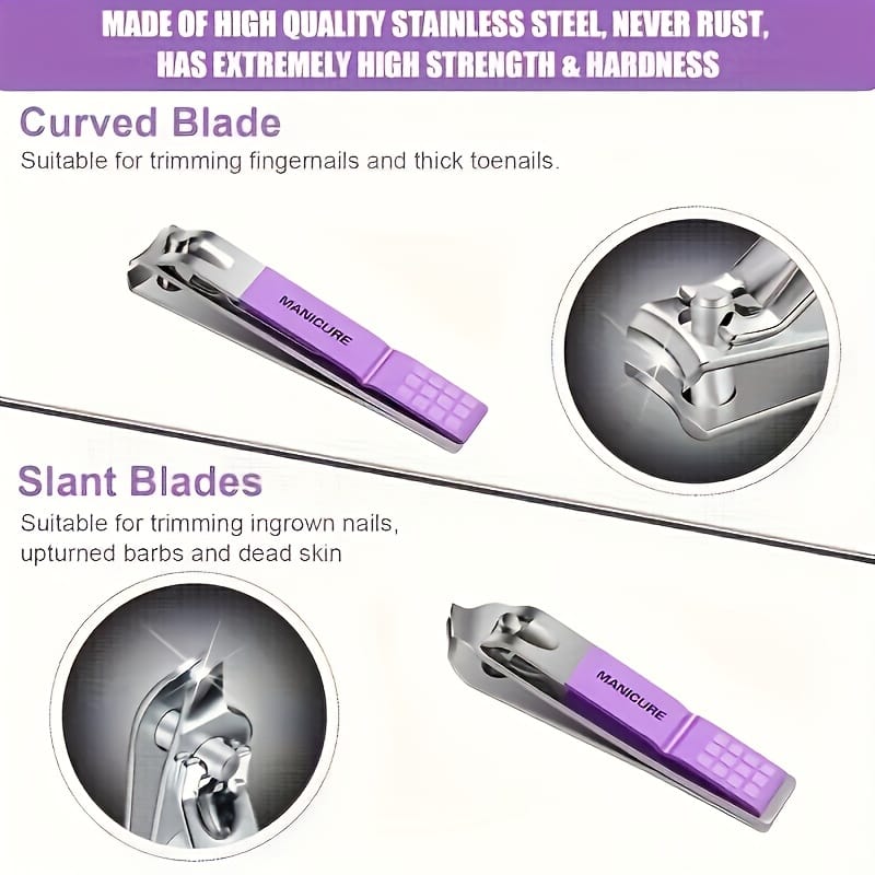 KissICON Purple Nail Clipper Set KissIcon Purple Toenail Clipper Set - Stainless Steel