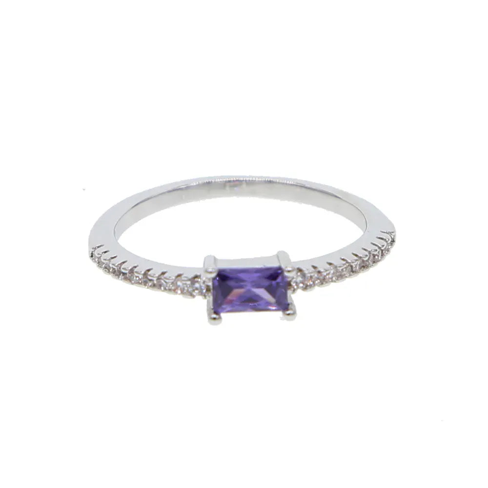 KissICON PURPLE / Platinum Plated / 7 Kissicon Birthstone Ring – Colorful Zirconia Gift