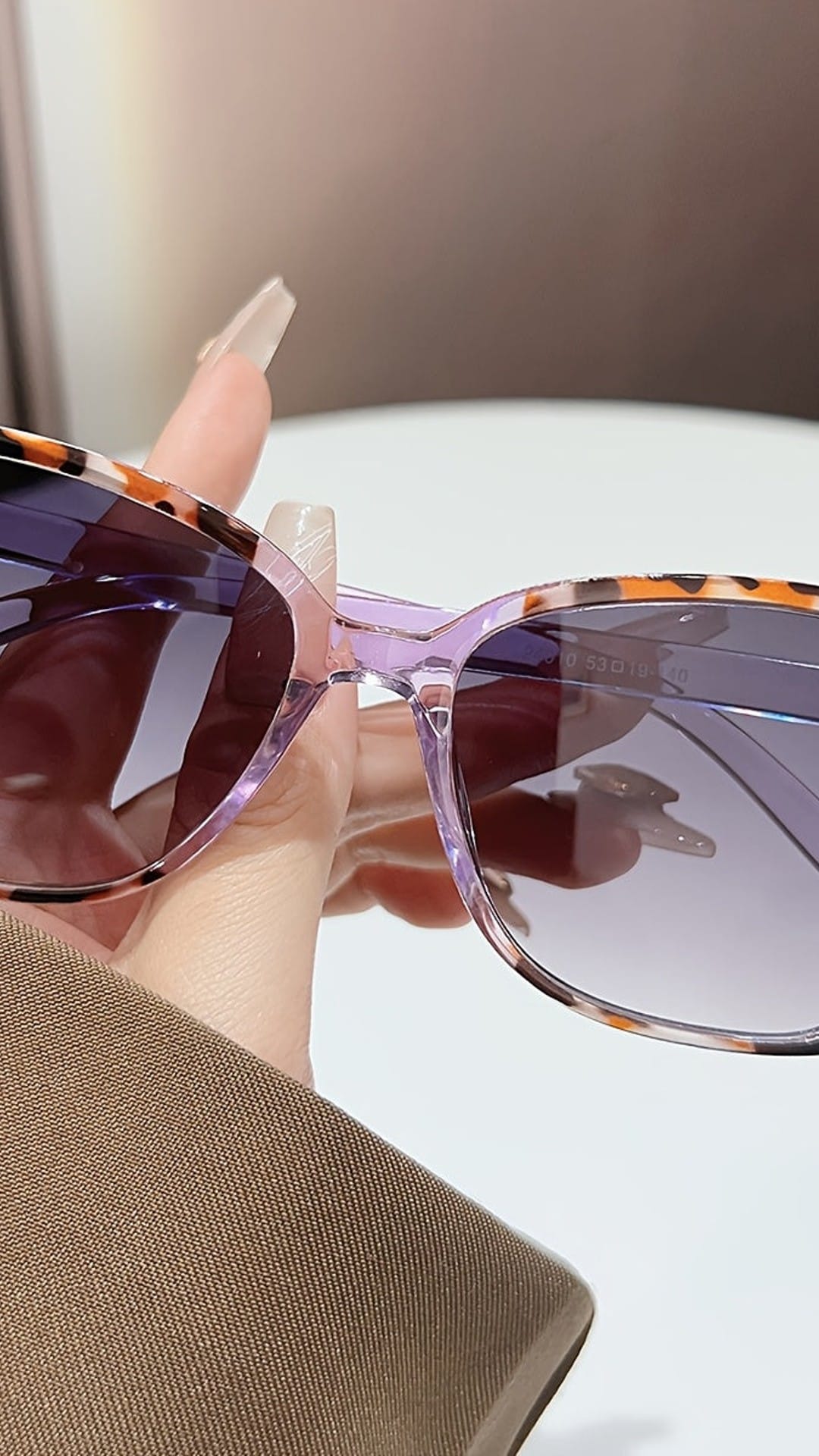 jkthpu-45 Purple Retro Pink Tortoise Gradient Lens Fashion Glasses
