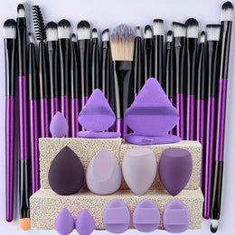 KissICON Purple Set KissIcon 34Pcs Makeup Brush Set - Soft Synthetic