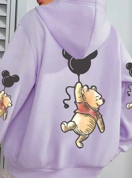 jkthpu-45 Purple / UK 16 Plus Size - Women'S Cute Bear with Balloons