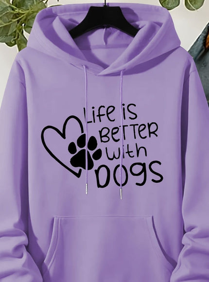 jkthpu-45 Purple / UK 18 Plus Size "Life Is Better With Dogs" Pattern