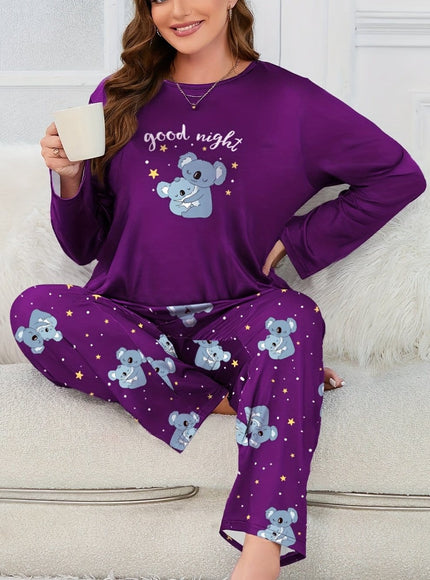jkthpu-45 Purple / UK 18 Plus Size Women'S Fashion Casual Wearable Pajama Set