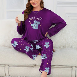 jkthpu-45 Purple / UK 18 Plus Size Women'S Fashion Casual Wearable Pajama Set