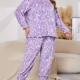 jkthpu-45 Purple / UK 18 Women'S Plus Size Cozy Flannel Pajama Set -