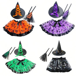 KissICON Purple Witch 3Piece Witch Costume Set with Tutu and Broom