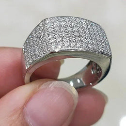 KissICON Q645 / 9 Iced Out Rings Silver Zircon Crystal Band Ring