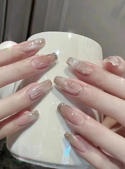 KissICON QH-R862 💋 24 Short Coffin Shaped False Nails -