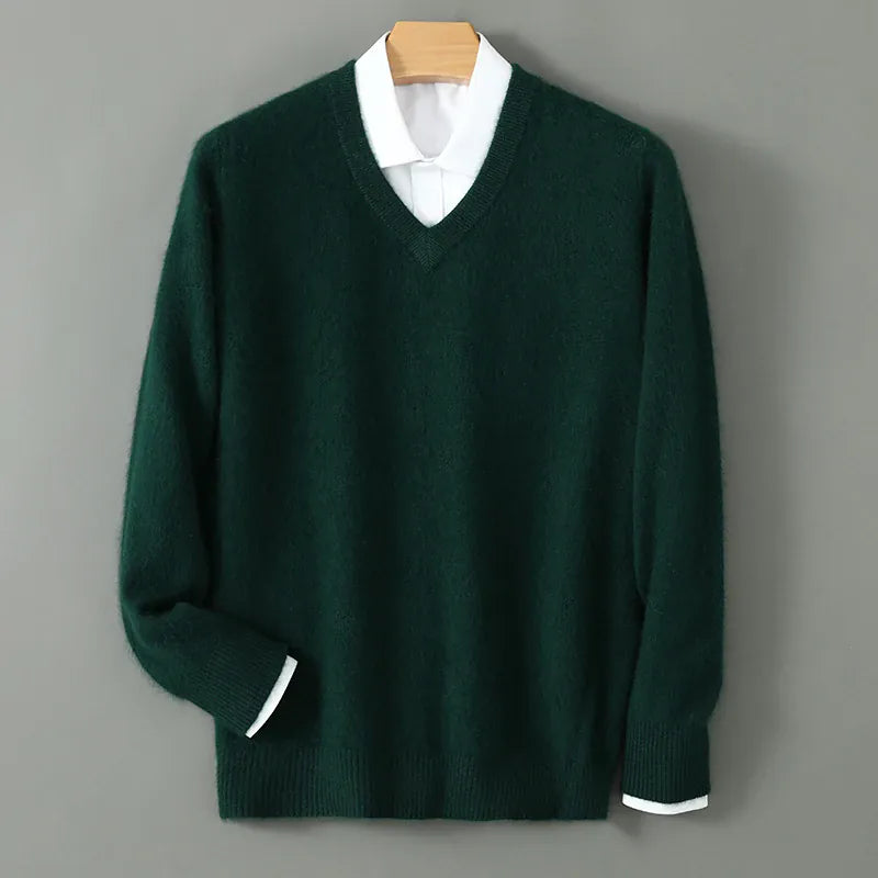 KissICON qianjun lv DBR025 / XXXL / Pack of 1 Luxurious Mens Pure Mink VNeck Knit Sweater