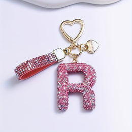 KissICON R Sparkling Pink  White Initial PVC Keychain Gift