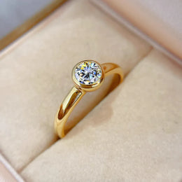 KissICON R2232 / 5 Real 14k Gold Diamond Ring for Women To Join Party Peridot Gemstone Wedding Diamante Engagement Jewelry Fine Ring