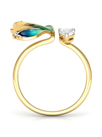 KissICON R822-HUANGJIN / resizable Kissicon Adjustable Blue Butterfly Zircon Ring – Gift