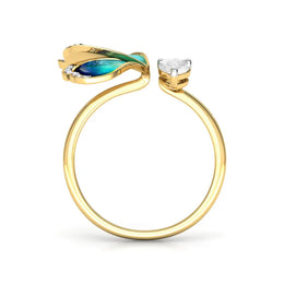 KissICON R822-HUANGJIN / resizable Kissicon Adjustable Blue Butterfly Zircon Ring – Gift