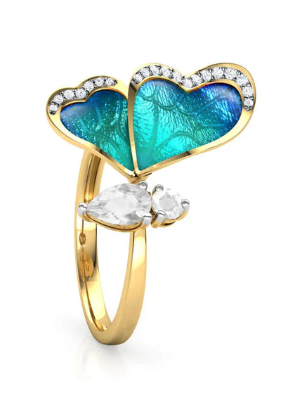 KissICON R822-HUANGJIN / resizable Kissicon Adjustable Blue Butterfly Zircon Ring – Gift