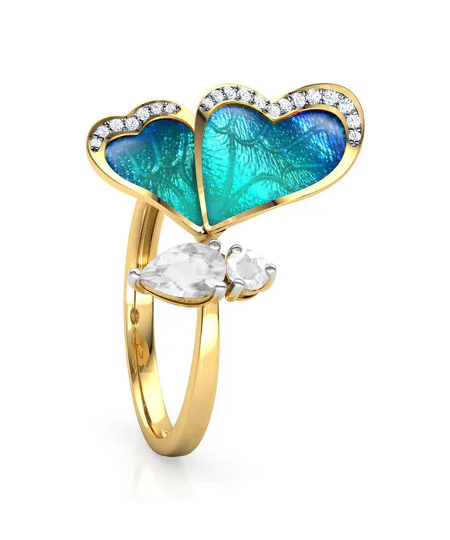KissICON R822-HUANGJIN / resizable Kissicon Adjustable Blue Butterfly Zircon Ring – Gift