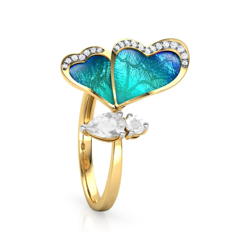 KissICON R822-HUANGJIN / resizable Kissicon Adjustable Blue Butterfly Zircon Ring – Gift
