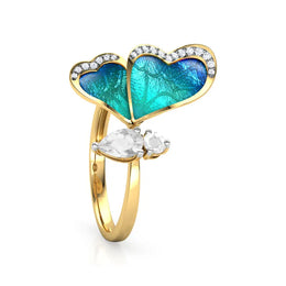 KissICON R822-HUANGJIN / resizable Kissicon Adjustable Blue Butterfly Zircon Ring – Gift