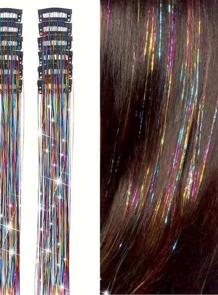 KissICON Rainbow / 20inch KissIcon Hair Tinsel Clip In Extensions - Heat