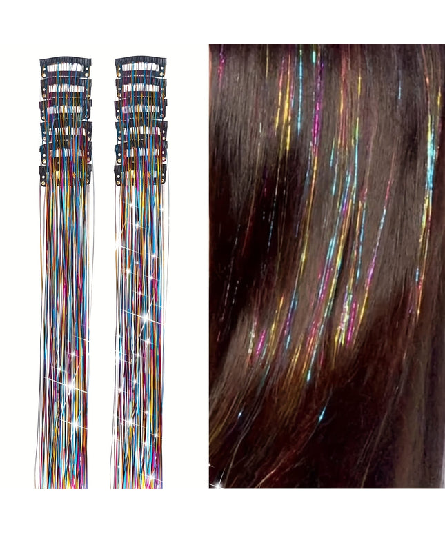 KissICON Rainbow / 20inch KissIcon Hair Tinsel Clip In Extensions - Heat