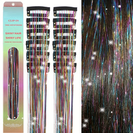 KissICON Rainbow / 24inch KissIcon Clip In Hair Tinsel TwelvePcs - Sparkly